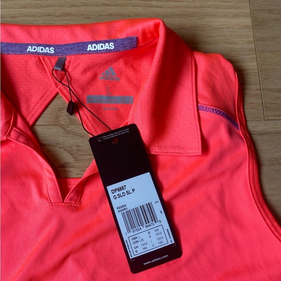 Adidas youth/kids sleeveless golf shirt, size 13-14 yrs/L, pink - Picture 2 of 11